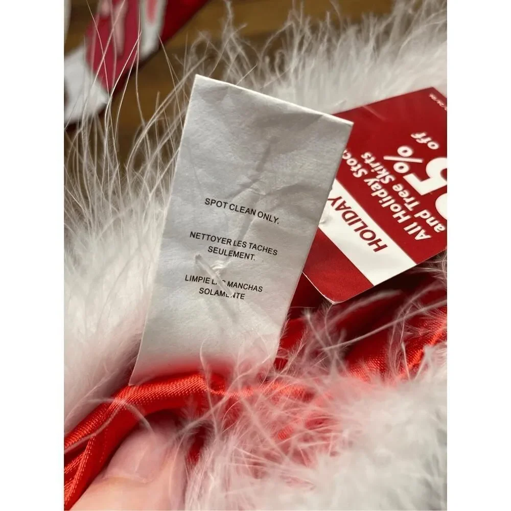 Pier 1 Christmas stocking contemporary pink red sequins faux fur NWT